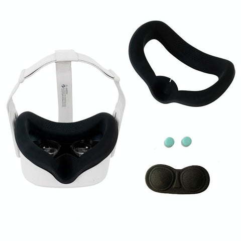 Silicone Vr Eye Mask Lens Cover Set For Oculus Quest 2 Black Smartphone Vr Headsets