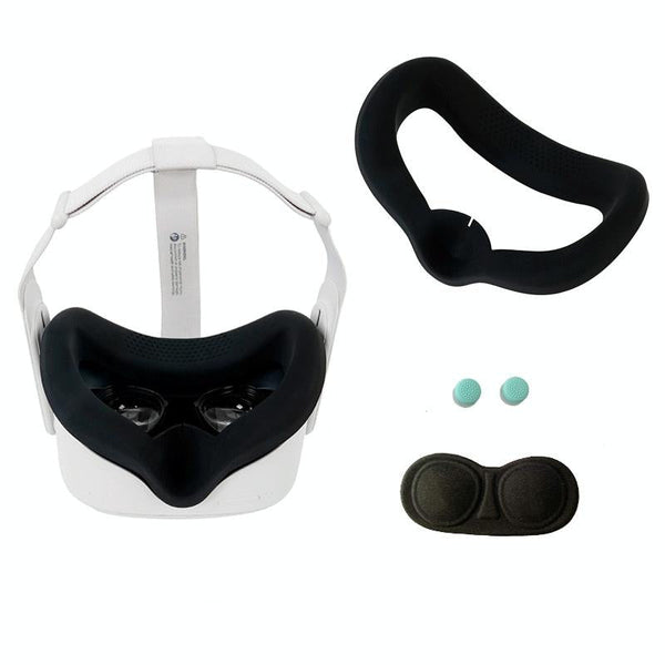 Silicone Vr Eye Mask Lens Cover Set For Oculus Quest 2 Black Smartphone Vr Headsets