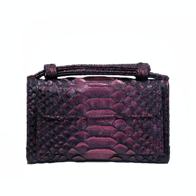 Chain Crossbody Bag With Snake Texture Print 6 Two Colour Purple Bags