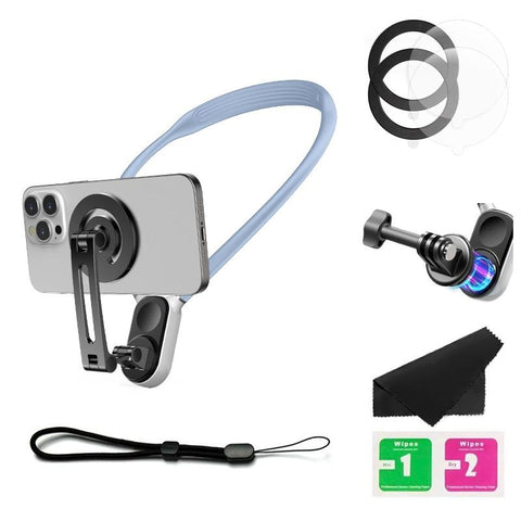 Versatile Magnetic Neck Holder For Phones And Action Cameras_Blue Other Camera & Photo Accs