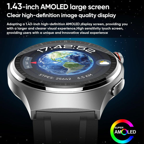 1.43 Inch Amoled Ip67 Smart Call Watch Support Ecg / Body Temperature Blood Glucose Monitoring Silver Smart Watches