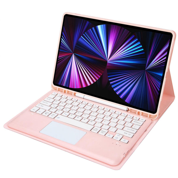 Detachable Bluetooth Keyboard Leather Case For Ipad Pro 12.9 2021 / 2020 2018 With Touch Pad Pink Keyboards