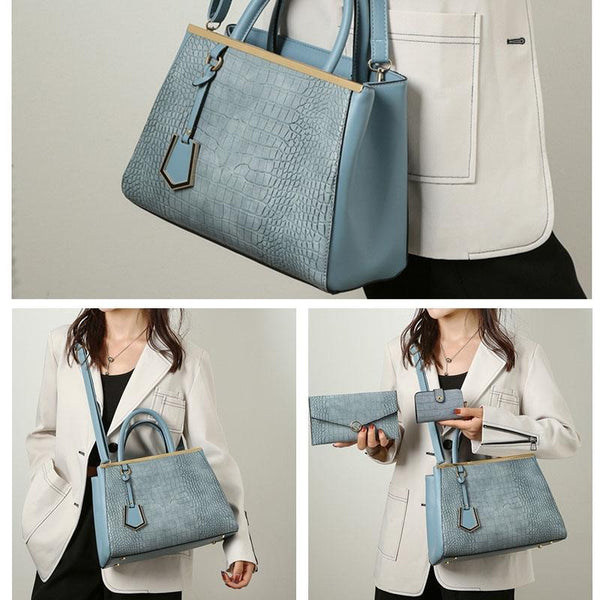 Patchwork Stone Pattern Handbag Shoulder / Crossbody Blue Women's Bags & Handbags