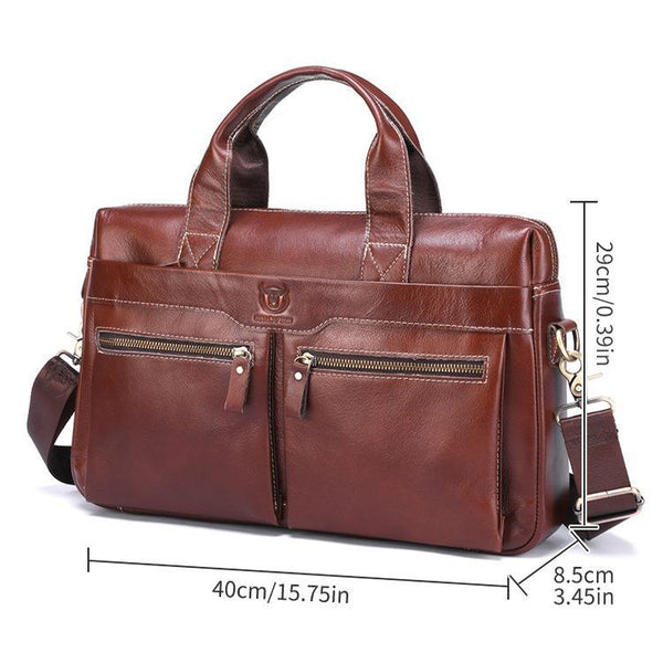 Large Capacity Retro Cowhide Briefcase Coffee Metal Bags