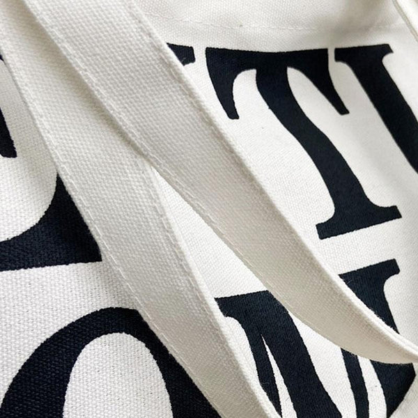 Black Women Canvas Shoulder Tote Printed Letters Women's Bags & Handbags