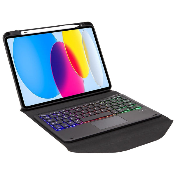 Touchpad Bluetooth Keyboard Leather Tablet Case With Pen Slot And Backlight Pink Cases Covers Keyboard Folios