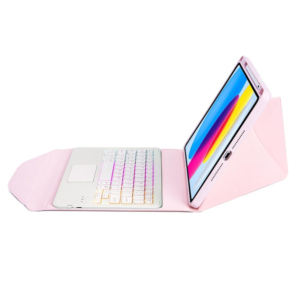 Touchpad Bluetooth Keyboard Leather Tablet Case With Pen Slot And Backlight Pink Cases Covers Keyboard Folios