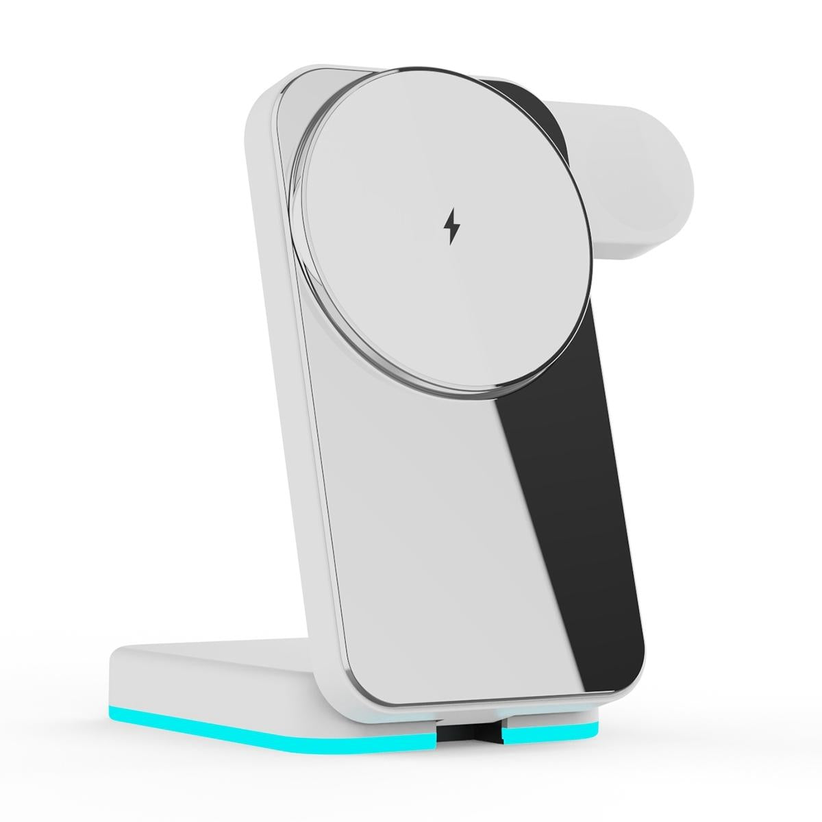 Foldable 3 In 1 Rgb Led Wireless Charger White Chargers & Cradles