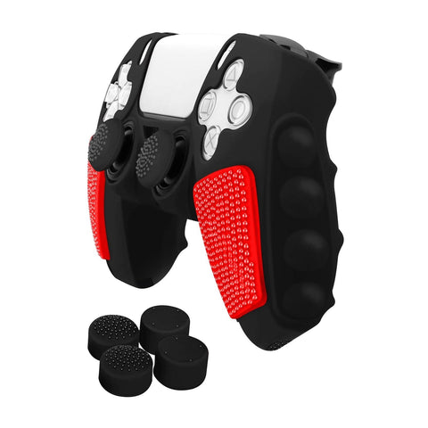 Silicone Gamepad Protective Case For Sony Ps5 With Splicing Design And Rocker Caps Black Red Other Video Game Accessories