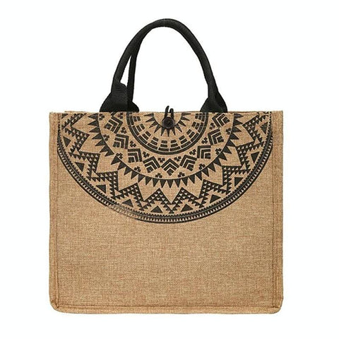 Simple Linen Tote Bag With Large Capacity Style Print Semicircle Women Backpacks