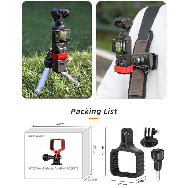 Universal Metal Bracket Adapter For Dji Pocket 3 With Screw_Red Cables & Adapters