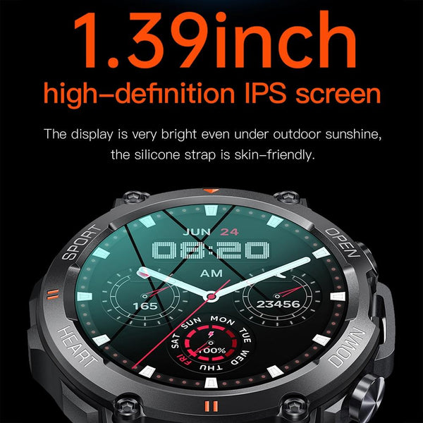 1.39 Inch Heart Rate / Blood Pressure Oxygen Monitoring Smart Calling Watch Gray Smart Watches