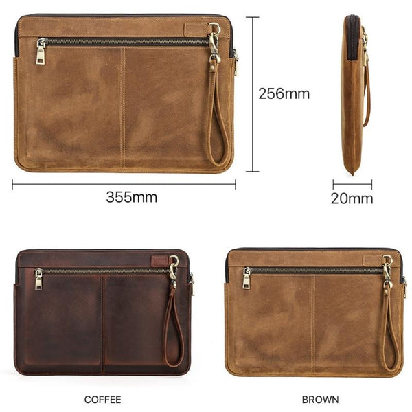14.2 Inch Leather Laptop Sleeve For Macbook Pro Black Coffee Laptop Cases & Bags