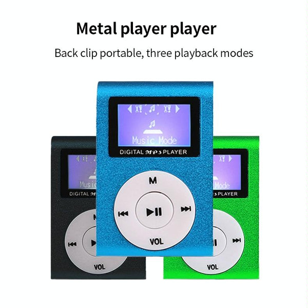 Metal Mini Mp3 Player With Screen Earphone+Cable Gold Ipods & Mp3 Players