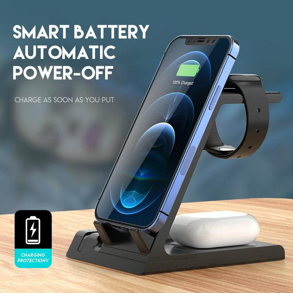 6 In 1 Wireless Charging Stand With Usb Port & 8 Pin Cable White Chargers & Cradles
