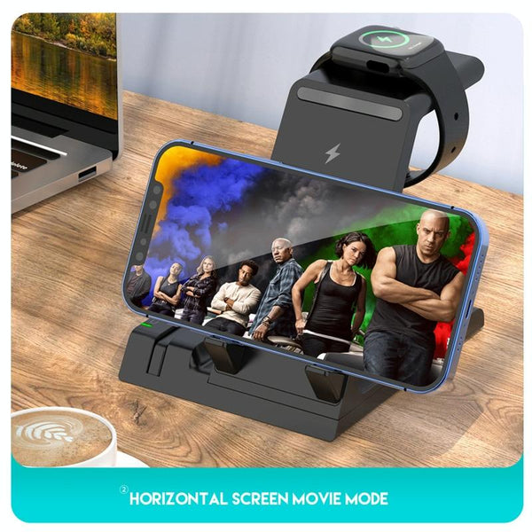 6 In 1 Wireless Charging Stand With Usb Port & 8 Pin Cable White Chargers & Cradles