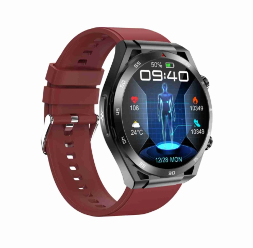 1.39 Inch Ip67 Waterproof Silicone Band Smart Watch Support Ecg / Non Invasive Blood Glucose Measurement Red Smart Watches