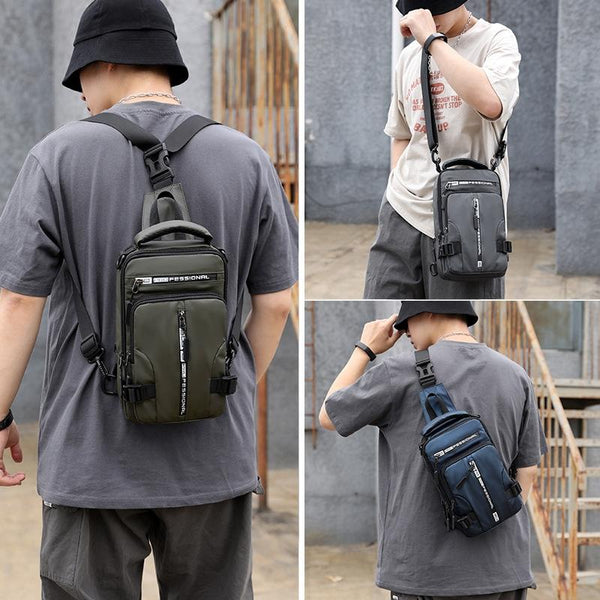 Men Chest Bag Shoulder Messenger Dark Blue Bags