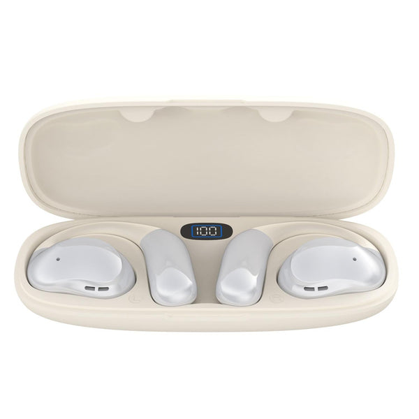 Bluetooth Earphones With Hanging Design And Digital Display Charging Case Skin Colour Headphones