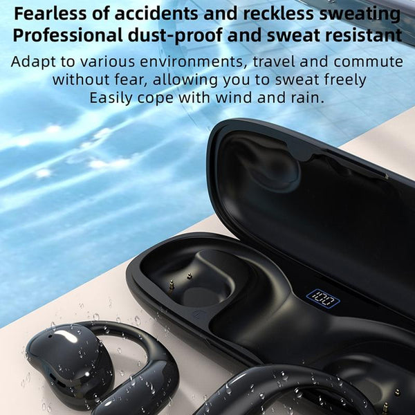 Bluetooth Earphones With Hanging Design And Digital Display Charging Case Skin Colour Headphones