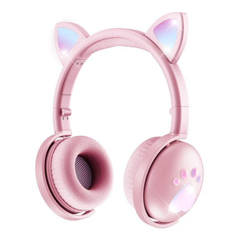 7.1 Surround Sound Cat Ear Gaming Headset With Mic Pink Headsets