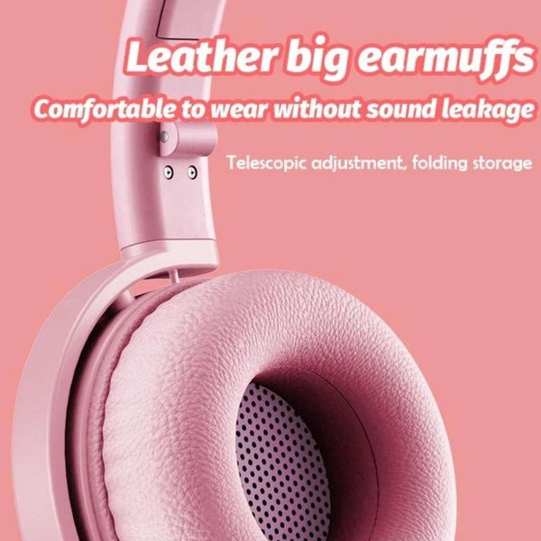 7.1 Surround Sound Cat Ear Gaming Headset With Mic Pink Headsets