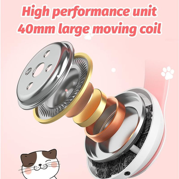 7.1 Surround Sound Cat Ear Gaming Headset With Mic Pink Headsets