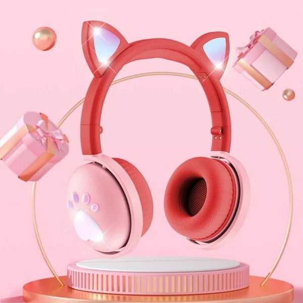 7.1 Surround Sound Cat Ear Gaming Headset With Mic Pink Headsets