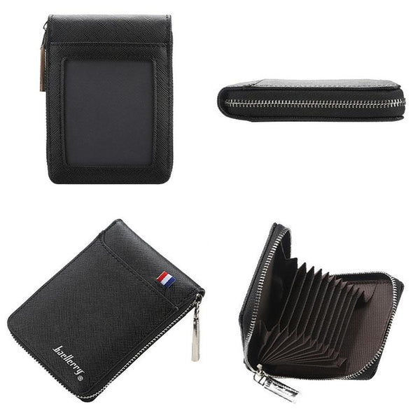Large Multi Card Slot Organ Bag With Zip Coin Purse Black Wallets