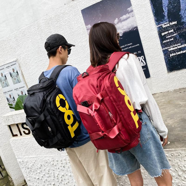 Large Capacity Sports Bag With Wet Dry Separation Pink Yellow Gym Bags