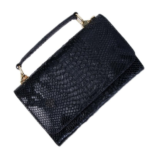 Versatile Lady Crossbody Wrist Bag Multi Functional Snake Pattern Black Women's Bags & Handbags