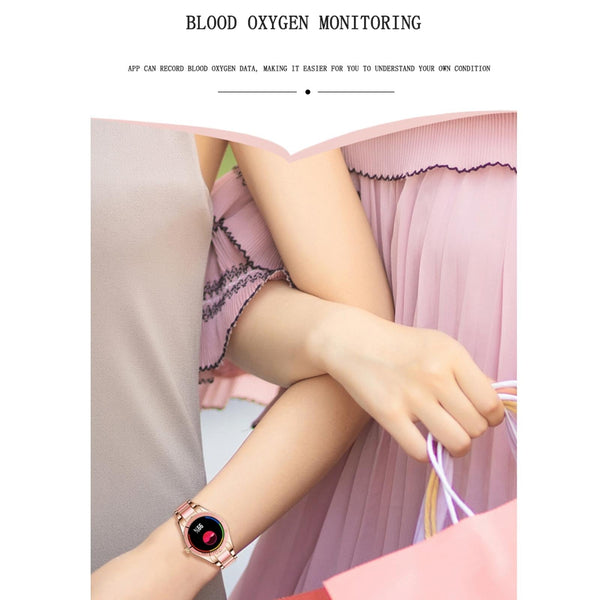 Smart Bracelet With Touch Screen Heart Monitoring Voice Control And Cycle Reminder Pink Activity Trackers