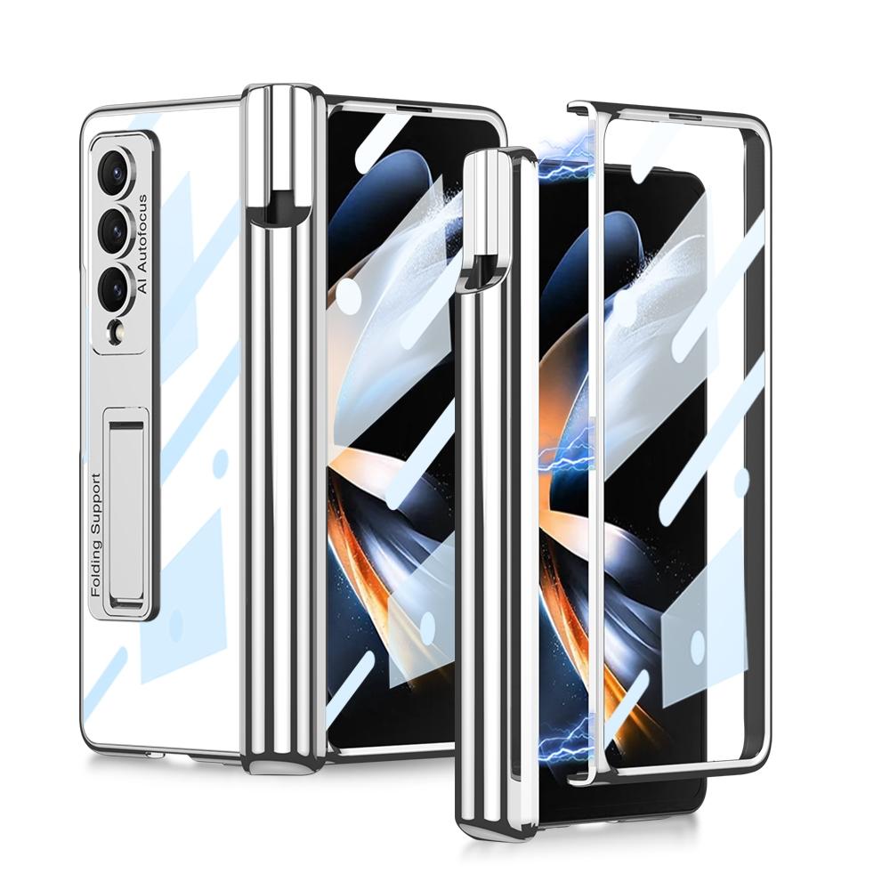 For Samsung Galaxy Z Fold4 5G Shockproof Magnetic Case With Pen Slots Silver Cases Covers & Skins
