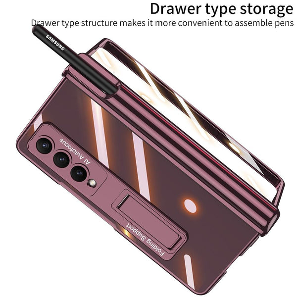 For Samsung Galaxy Z Fold4 5G Shockproof Magnetic Case With Pen Slots Silver Cases Covers & Skins