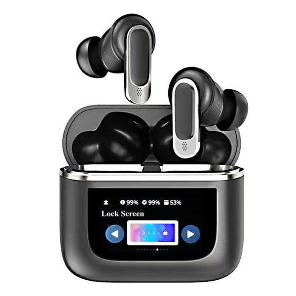 Wireless Bluetooth Earphones With Touch Screen And Active Noise Reduction Gold Earbuds