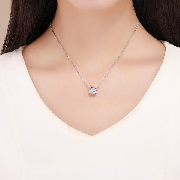 925 Sterling Silver Zircon Ladybug Bracelet / Necklace Set Rose Gold Bracelets