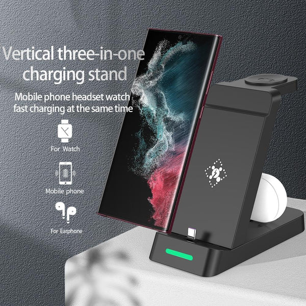 18W 3 In Vertical Charging Stand For Samsung Watch And Galaxy Buds Black Chargers & Docking Stations