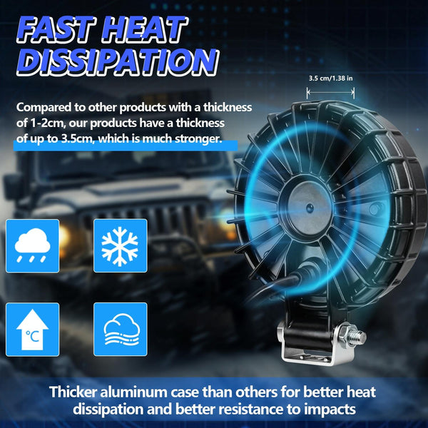 12W 9 30V Car Mixed Light Work With Wire Set Round Light Bulbs