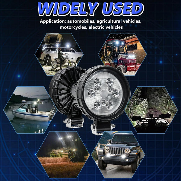 12W 9 30V Car Mixed Light Work With Wire Set Round Light Bulbs