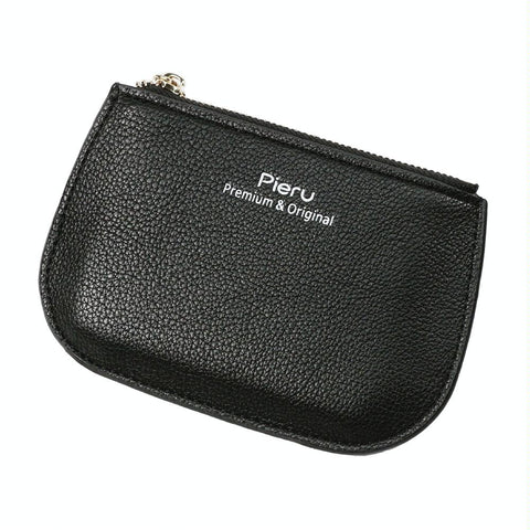 Ultra Thin Zippered Mini Wallet For Women Compact Coin Purse Black Wallets