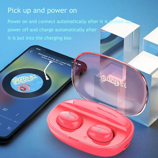 Waterproof Tws Bluetooth Earphones Hd Stereo Sound Red Earbuds