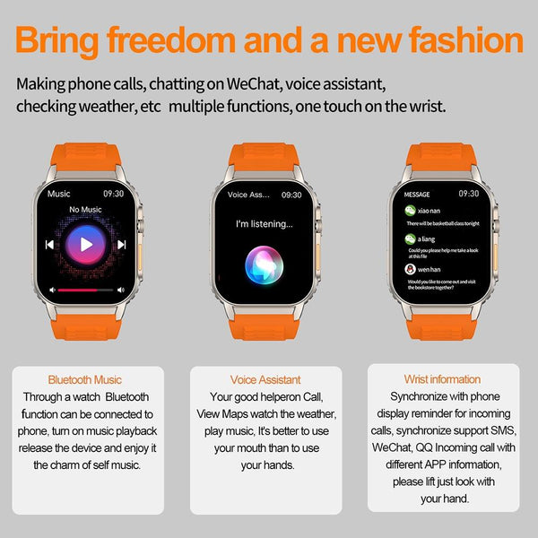 2.01 Inch Waterproof Smart Watch With Bluetooth Call & Health Tracking Black Smart Watches