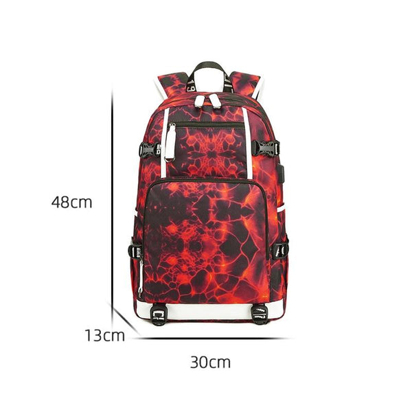 Student Waterproof Printed Backpack Geometric Red Backpacks & Bags