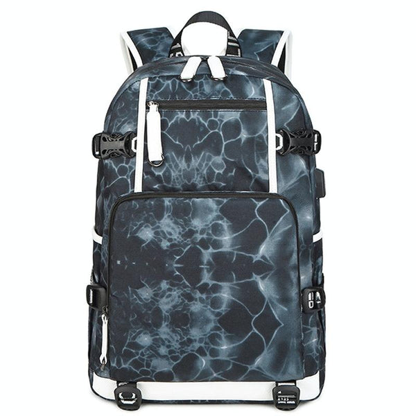 Student Waterproof Printed Backpack Geometric Red Backpacks & Bags