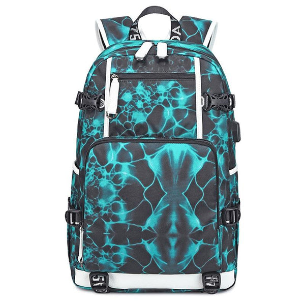 Student Waterproof Printed Backpack Geometric Red Backpacks & Bags