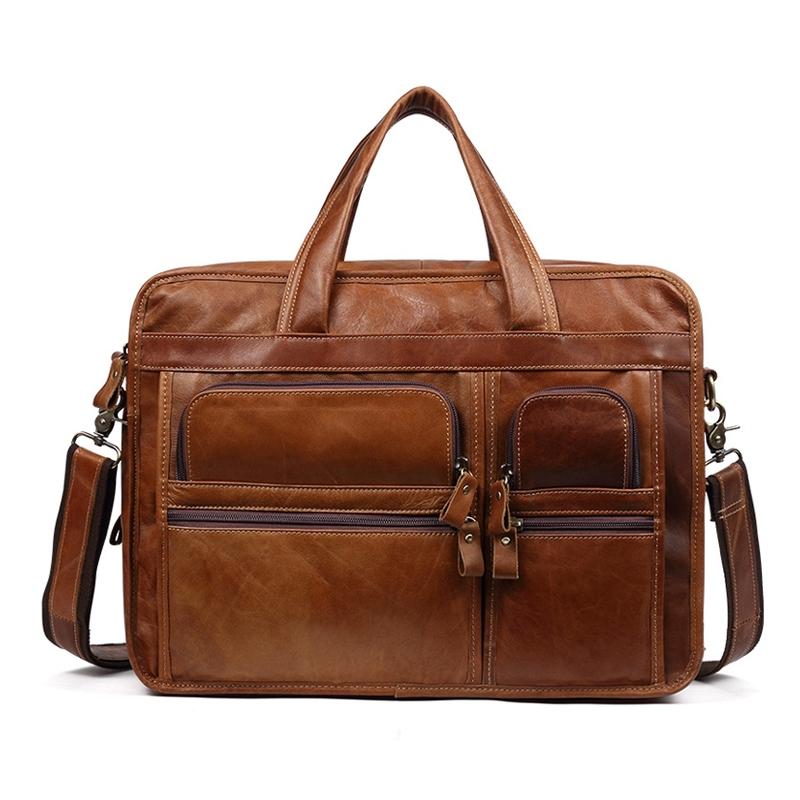 Men 15.6 Inch Business Handbag Casual Singer Shoulder Messenger Bag Brown Bags