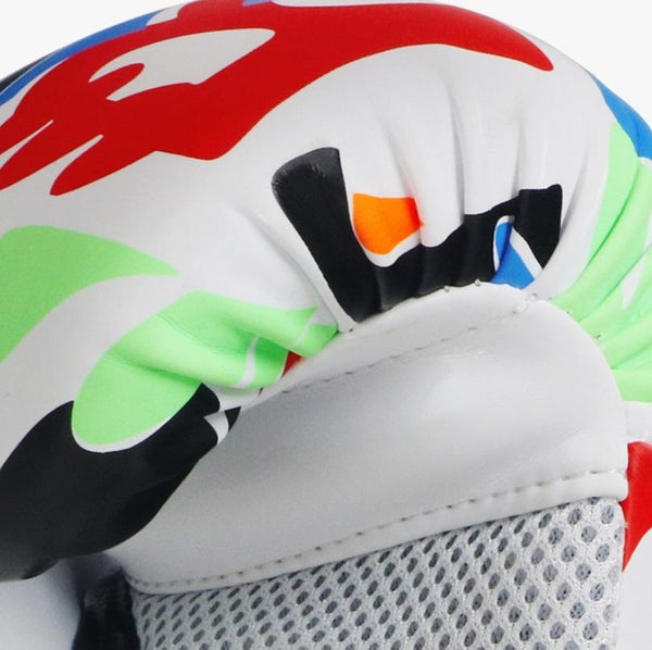 Kids' 6Oz Boxing Gloves For Training And Fighting Graffiti Design White Gloves Boxing