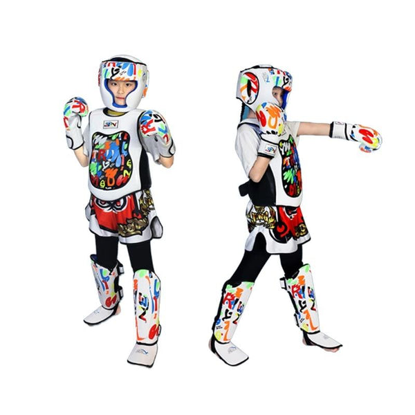 Kids' 6Oz Boxing Gloves For Training And Fighting Graffiti Design White Gloves Boxing