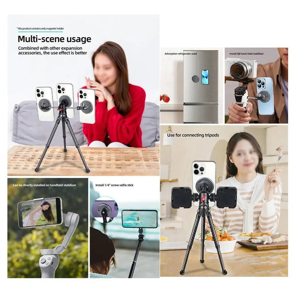Universal Magnetic Phone Holder For Tripod And Magic Arm_Black Mounts & Holders