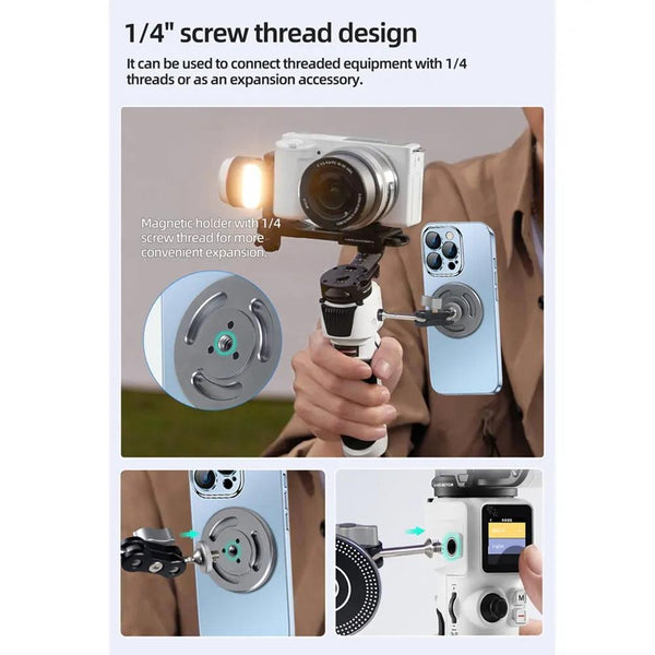 Universal Magnetic Phone Holder For Tripod And Magic Arm_Black Mounts & Holders